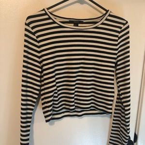 Long Sleeved Striped Forever 21 Cropped Top